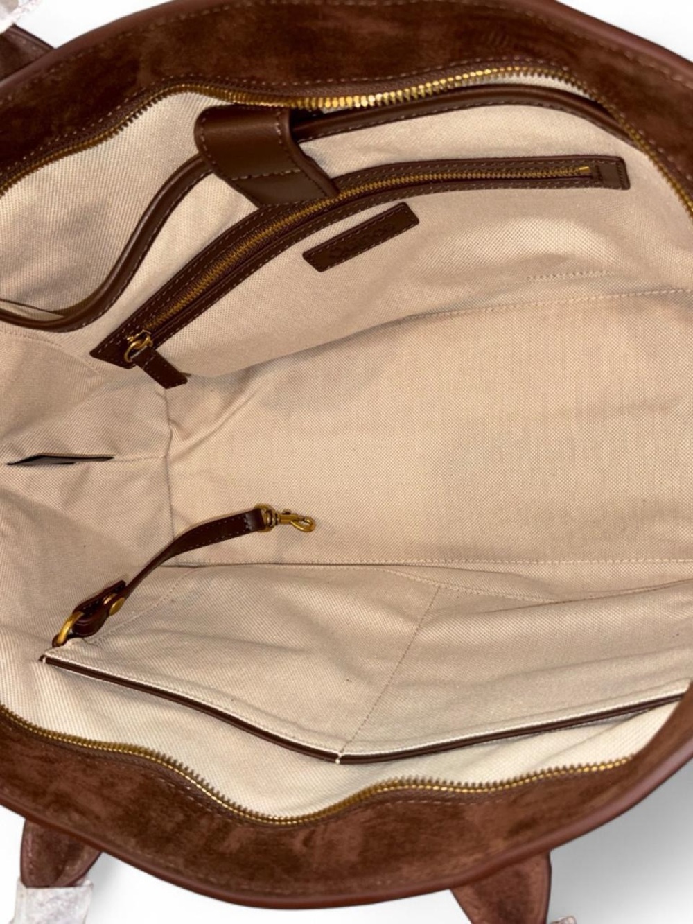 Quince Hudson Suede Tote in Chocolate Brown - Picture 5 of 6